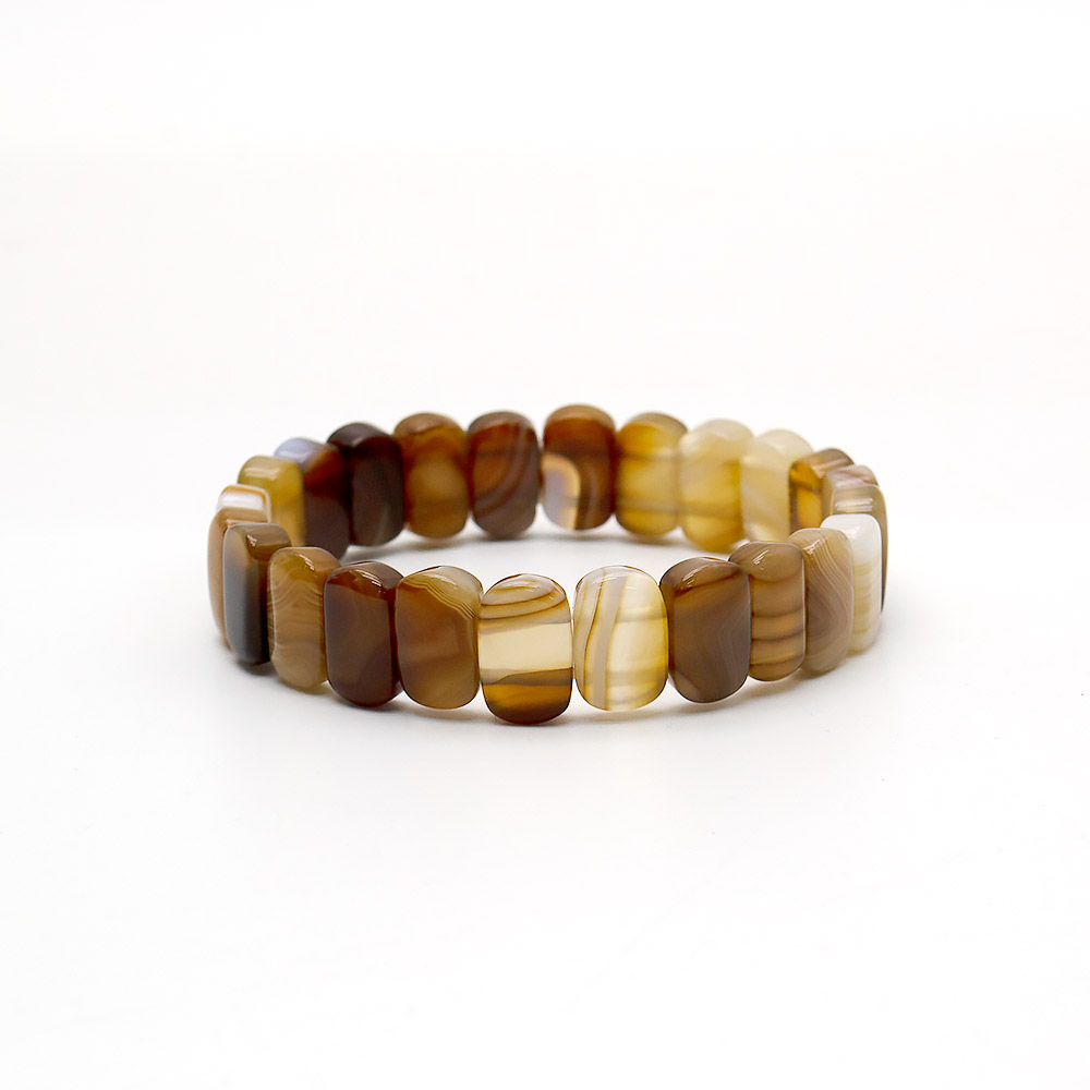 Браслет из агата коричневого сегмент 14*9 мм