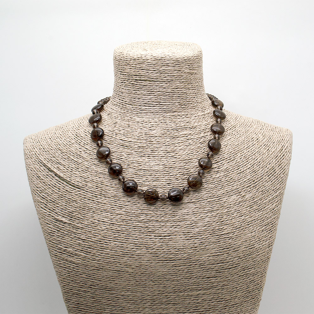 Фото товара бусы раухтопаз таблетка круглая 15 мм