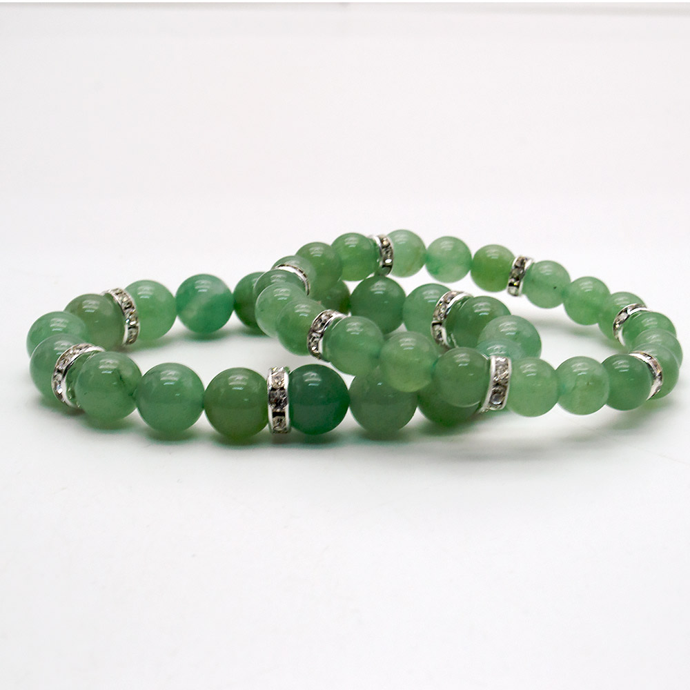 Фото товара браслет из авантюрина зеленого со стразами шар