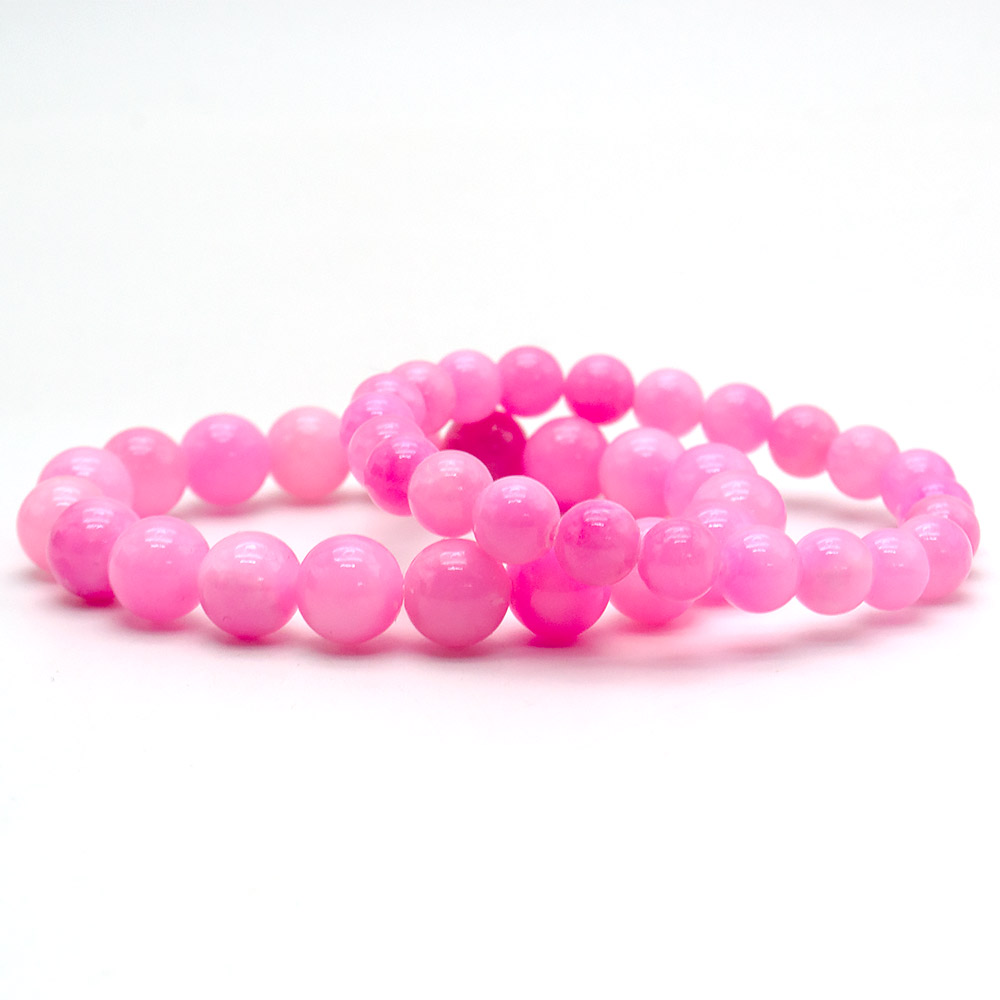 Фото товара браслет из кальцита тонированного розовым шар