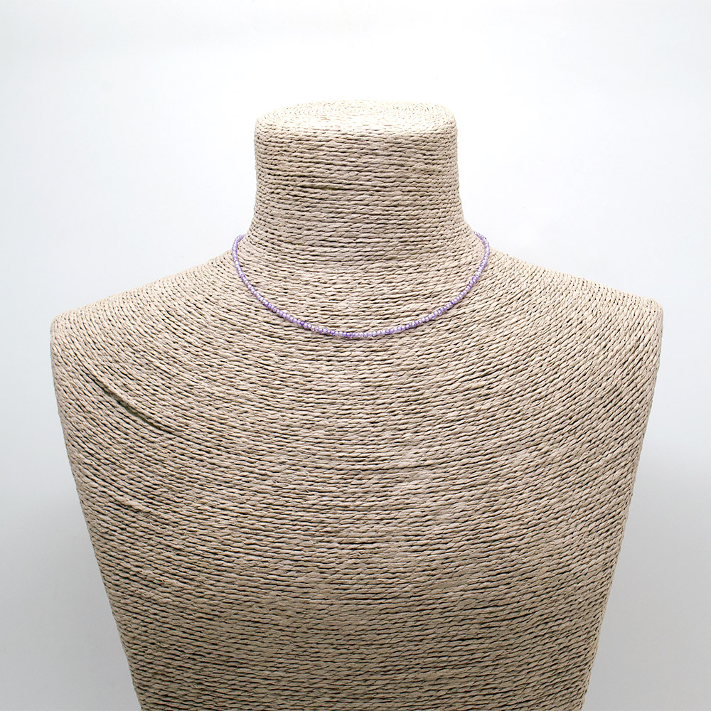 Фото товара бусы-чокер из циркона цвет  аметист  шар 2 мм грань