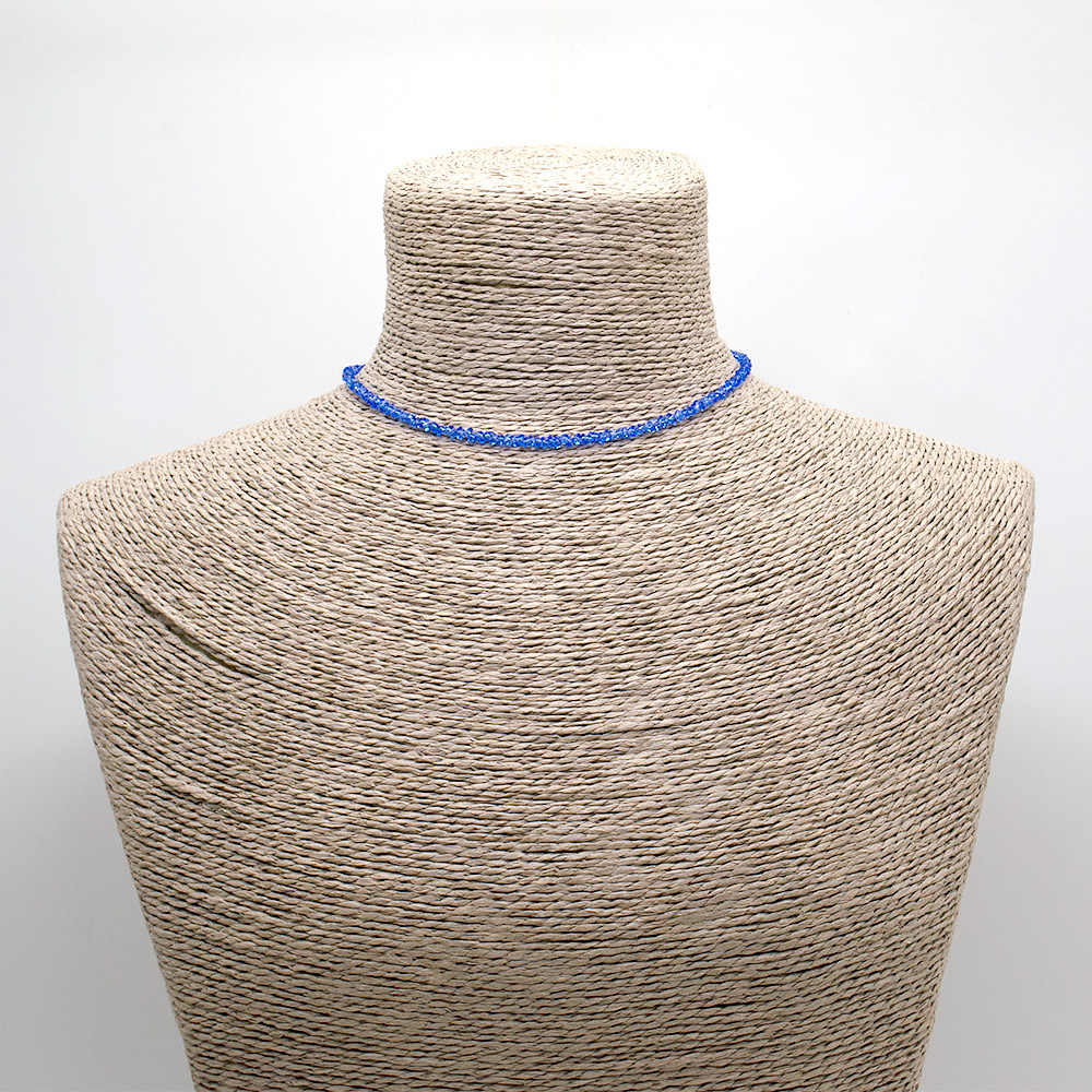 Фото товара бусы-чокер "елочка" с алмазной гранью цвет васильковый 3*3 мм